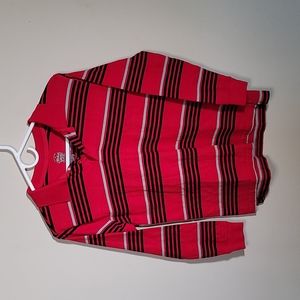 Faded Glory long sleeve collared shirt, size L (10-12) red with black and gray